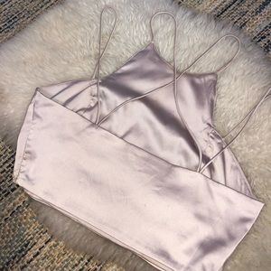 Sexy strappy silky crop top